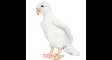 Hansa pluche duif - wit - knuffelvogel - 20 cm - levensecht - realistisch