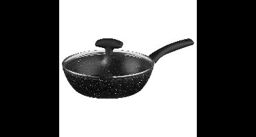 Hapjespan met deksel - Alle kookplaten geschikt - zwart - dia 24 cm