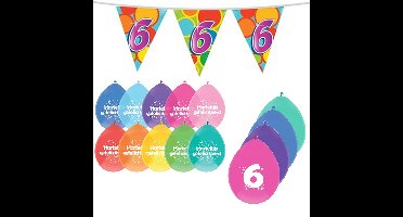 Haza Leeftijd verjaardag thema pakket - 6 jaar - ballonnen - vlaggetjes - versiering