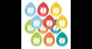 Haza party Ballonnen - 2 jaar - leeftijd verjaardag - 18x stuks - 30 cm - versiering - feestartikele