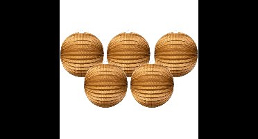Haza Treklampion - 5x - metallic goud - papier - rond - D23cm - decoratie - Sint Maarten
