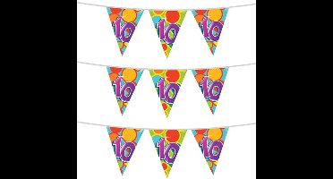 Haza Vlaggetjes met 10 jaar opdruk - 3x stuks - leeftijd verjaardag - versiering - kunststof - 10 me