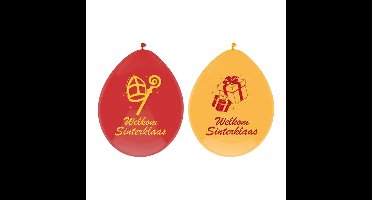 Haza Welkom Sinterklaas ballonnen - 6x stuks - geel/rood - Sint versiering