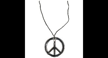Hippie/Sixties Flower Power - Peace teken verkleed ketting - Carnaval sieraden - kunststof