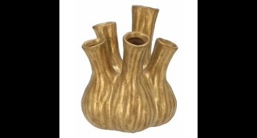 Home & Styling Bloemenvaas Tulips - tulpenvaas - mat goud - D13 x H16 cm - keramiek