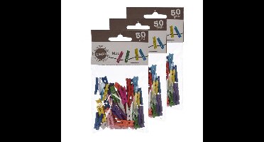 Home & Styling collection decoratie knijpers - 150x stuks - gekleurd - hout - 2,5 cm