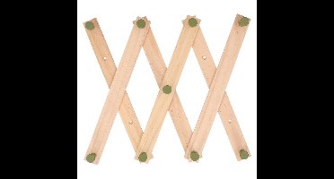 Home & Styling Kinderkamer kapstok - verstelbaar - 9 groene haakjes - hout - 60 x 12 cm