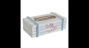 Home & Styling Tissuedoos - tissuebox - Maritiem - wit - hout - 22 x 14 x 8 cm - navulbaar