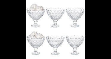 IJcoupes / dessert serveer schaaltjes op voet - set 12x stuks - glas - 200 ml