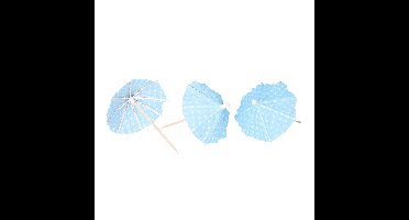 IJsparasols cocktailprikkers - 50x stuks - blauw - 10 cm - decoratie prikkers - Feestelijk