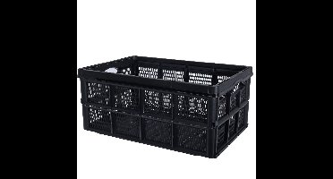 Inklapbare boodschappenkrat - opbergkrat - zwart - 48 x 35 x 24 cm - vouwkrat