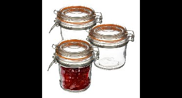 Inmaakpot/voorraadpot - 3x stuks - 330 ml - glas met beugelsluiting - weckpot