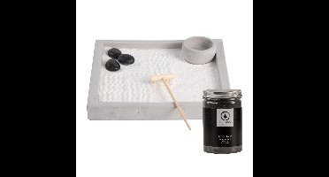 Japanse zen tuin voor thuis/kantoor - wit/zwart zand - 20 x 20 cm