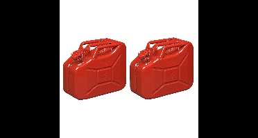 Jerrycan - Set van 2x stuks - metaal - 10L - rood - geschikt voor benzine / diesel