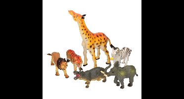 JohnToy Safari speelfiguren - 6x stuks - wilde dieren - ca. 10 cm