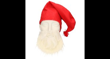 Kabouter/dwerg verkleed set - kaboutermuts met witte baard - polyester - volwassenen