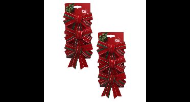 Kerst ornamenten strikken - 6x st - donkerrood - 10 x 13 cm - strikjes/kerststrikjes