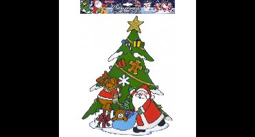Kerst raamstickers/raamdecoratie kerstman/rendier plaatjes 40 cm