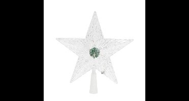 Kerst verlichte ster piek - gekleurde knipperende LED verlichting - 22,5 cm - kunststof