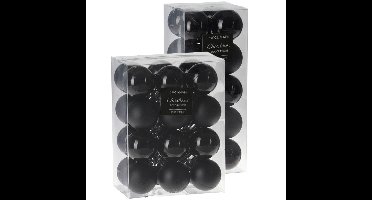 Kerstballen 44x stuks zwart 3 en 4 cm kunststof