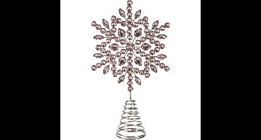 Kerstboom piek - ster vorm - lichtroze met steentjes - H26 cm