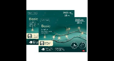 Kerstverlichting - 2x - 240 led lampjes -warm wit -1800 cm - transparant snoer -timer en dimmer