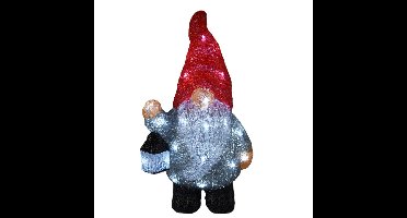 Kerstverlichting figuur - gnome/dwerg - 21 x 13,5 x 39 cm - LED decoratie kerstfiguren