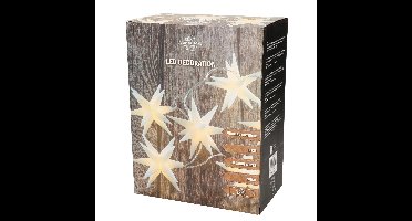 Kerstverlichting lichtsnoer met 6 witte sterren op batterijen