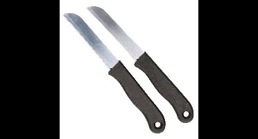 Keukenmesjes/aardappelschilmesjes - 2x stuks - kunststof - zwart - 18 cm