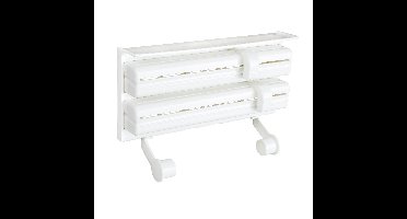 Keukenrol houder/folie dispenser wand - plastic - 38 x 22 x 8 cm - keuken organizer/rollenhouder