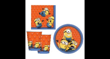 Kinderfeestje Minions thema tafel dekken eetset voor 8x kinderen