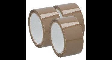 Kinzo Verpakkingstape - 3x - bruin - 48mm x 50m - verpakkingsbenodigdheden voor kantoor/thuis