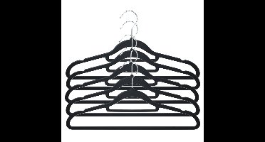 Kledinghangers anti-slip - 40x - kunststof - met broekstang - zwart