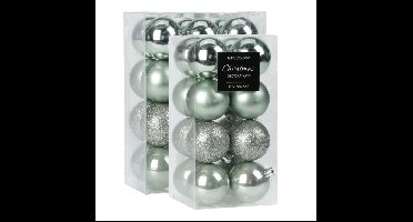 Kleine kerstballen - 40x st - 3 en 5 cm - mintgroen - kunststof - kerstversiering
