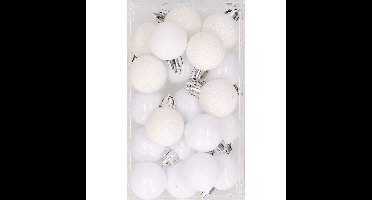 Kleine kerstballen - wit - D3 cm - kunststof - mat/glans/glitter - kerstversiering