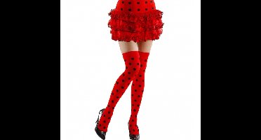 Kniekousen lieveheersbeestje - rood met zwarte stippen - dames - dameskousen