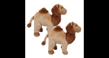 Knuffeldier Dromedaris - 2x - zachte polyester pluche stof - dieren knuffels - beige/bruin - 32 cm