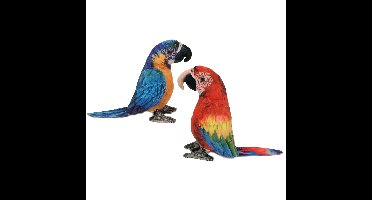 Knuffeldier Papegaaien - set 2x - zachte pluche stof - premium knuffels - rood/blauw - 20 cm