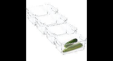 Koelkast/keuken organizer mand/bak - 4x - transparant - kunststof - L23 x B16 x H9 cm - groente lade