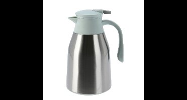 Koffiekan thermoskan - 1L - dubbelwandig - RVS - groen - D14,5 x H26 cm