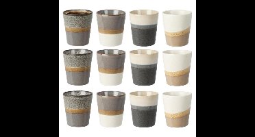 Koffiemok - 12x - Steen - glans afwerking - 200ml - H8 x D7,5 cm