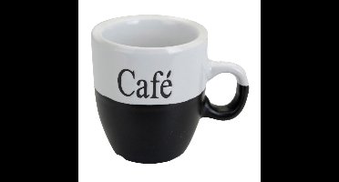 Koffiemok set 2x stuks - zwart - keramiek - 150 ml