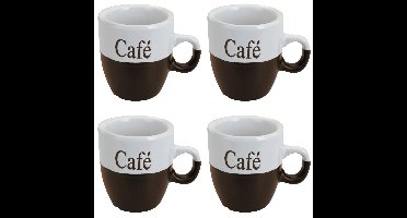 Koffiemok - set 8x stuks - donkerbruin - keramiek - 150 ml