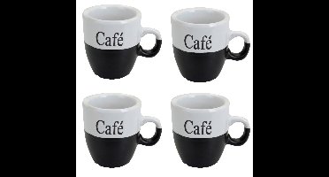 Koffiemok - set 8x stuks - zwart - keramiek - 150 ml