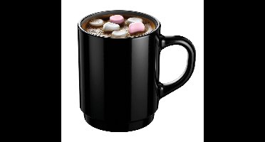Koffiemokken Lagos - 1x stuks - Hard Glas - zwart - 250 ml - 7 x 9 cm
