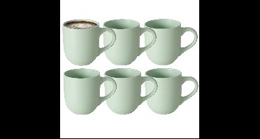 Koffiemokken Paris - 6x stuks - Keramiek - mintgroen - 300 ml - 8 x 10 cm