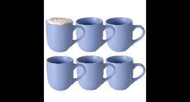 Koffiemokken Paris - 8x stuks - Keramiek - korenblauw - 300 ml - 8 x 10 cm