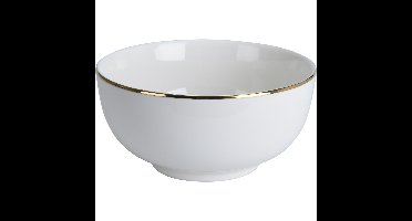 Kommetje/serveer schaaltje - wit met gouden rand - D14 x 7 cm - porselein - soepkommen