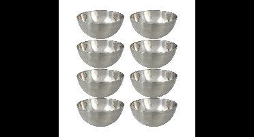 Kommetjes/schaaltjes - 8x - mat zilver - RVS - D19 x 9.5 cm - serveerschalen