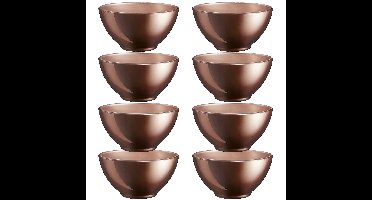 Kommetjes/schaaltjes voor dessert/ontbijt - 8x - Glas - D13 x 6 cm - Chocolade bruin
